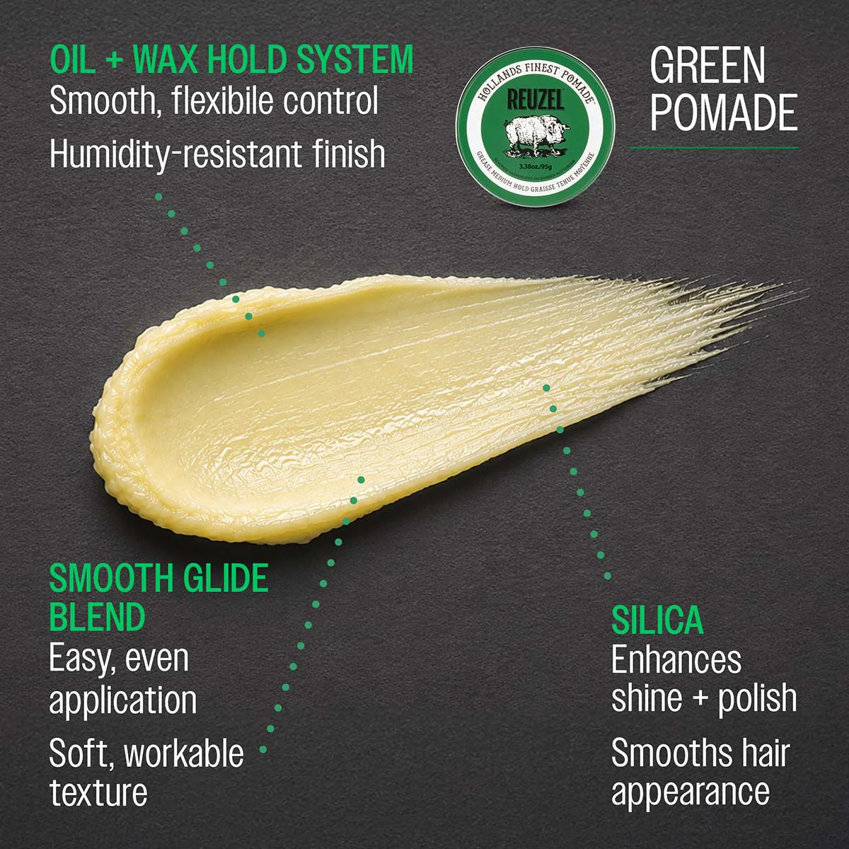 Green Grease Medium Hold Pomade - Image 4