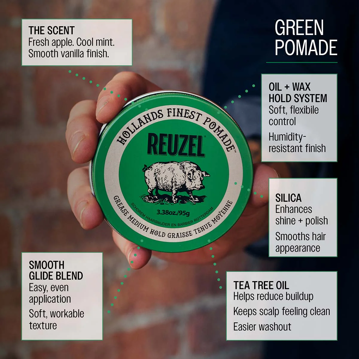 Green Grease Medium Hold Pomade - Image 6