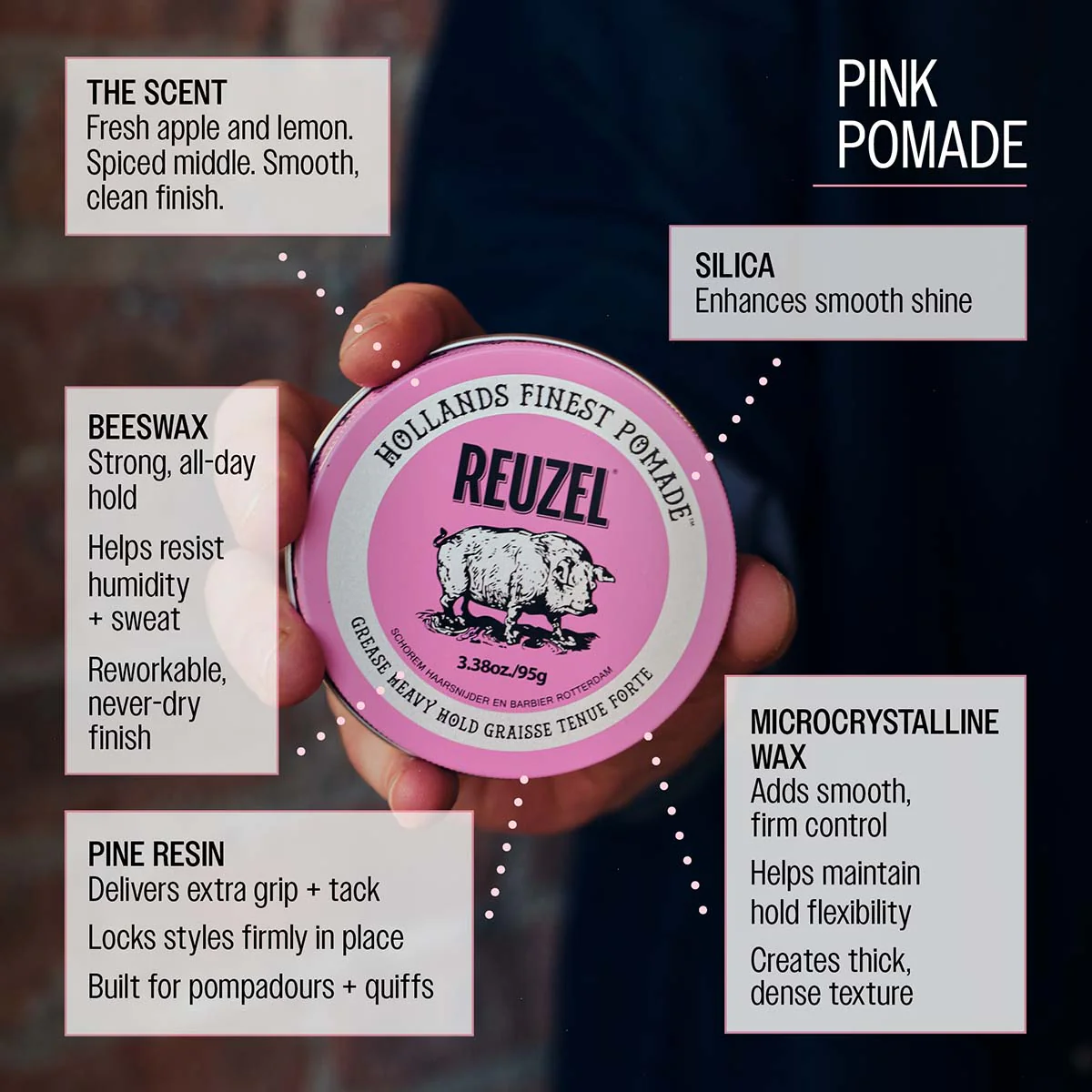Pink Strong Hold Grease Pomade - Image 6