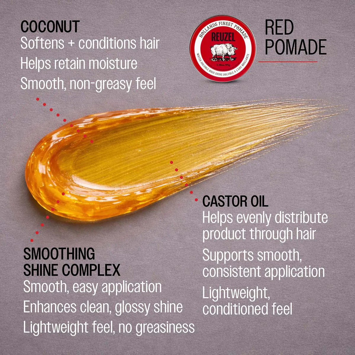 Red Water Soluble High Shine Pomade - Image 4