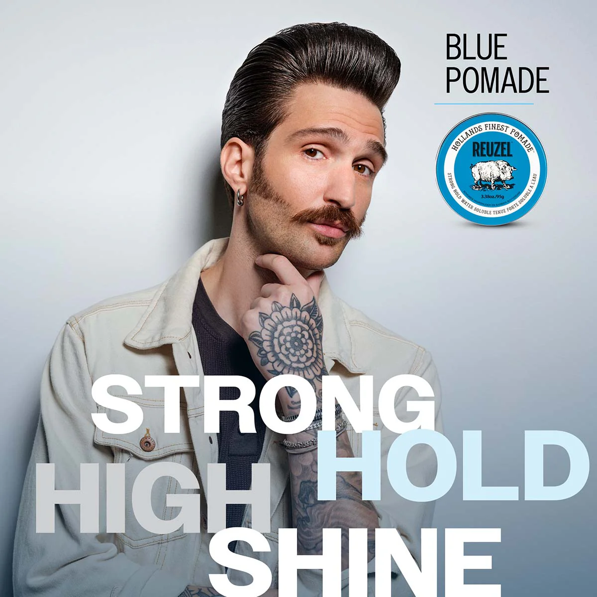 Blue High Shine Strong Hold Pomade - Image 3
